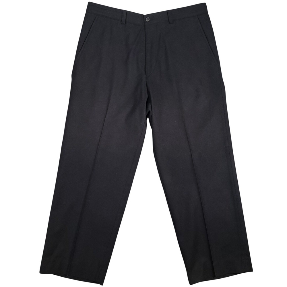 BOSS Lucas Dress Pants Mens 36x29 Black Wool Flat Front Regular Classic Fit
